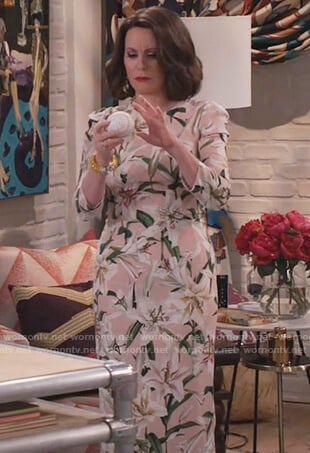 Karen's floral print midi dress on Will and Grace