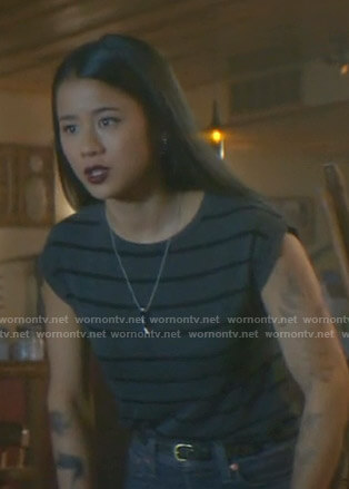 George's grey striped tee on Nancy Drew
