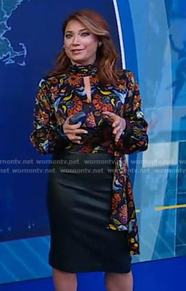 Ginger's black floral keyhole top and skirt on Good Morning America