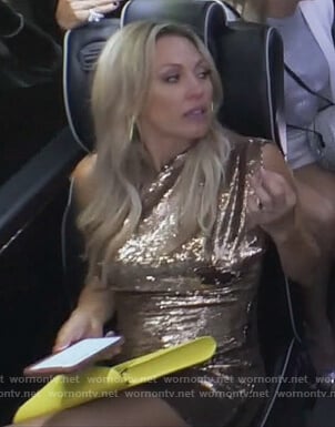 Braunwyn's gold sequin mini dress on The Real Housewives of Orange County