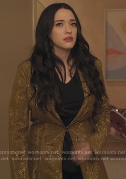 Jules's gold metalic blazer on Dollface