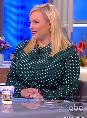 Green's polka dot button down dress on The View