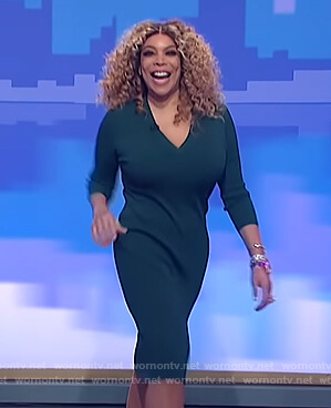 Wendy's green ribbed dress on The Wendy Williams Show