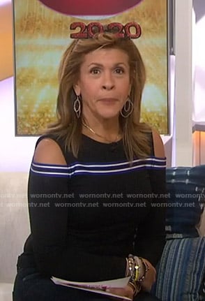 Hoda's black cold-shoulder long sleeve top on Today