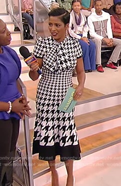 Tamron's houndstooth dress on Tamron Hall Show