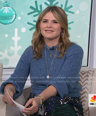 Jenna's blue sweater and floral skirt on Today