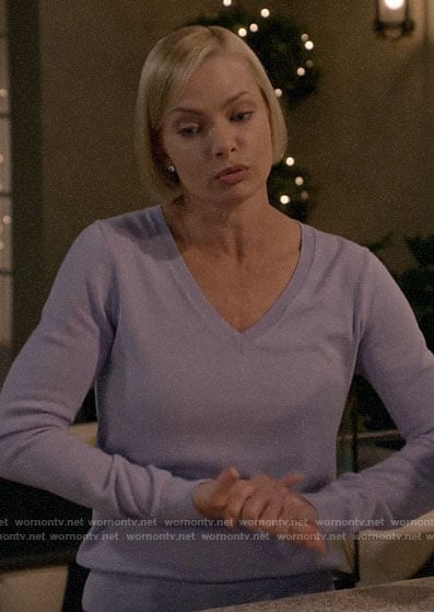 Jill's purple v-neck sweater on Mom