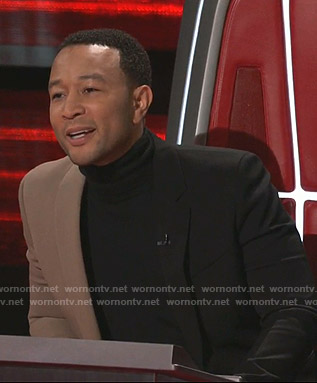 John Legend's black and beige two-tone blazer on The Voice