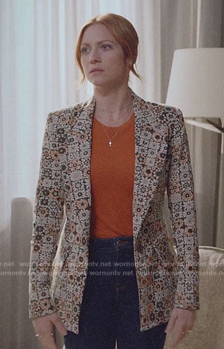 Julia's geometric floral blazer on Almost Family