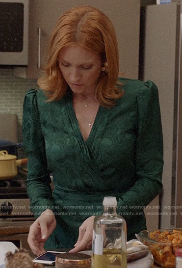 Julia's green Thanksgiving dress on Almost Family