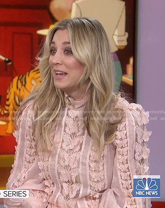 Kaley Cuoco's pink butterfly lace dress on Today