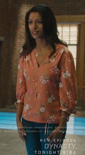 Katrina's coral floral blouse on Charmed