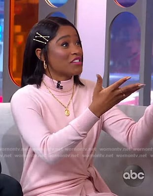 Keke's pink tie front knit dress on GMA Strahan Sara And Keke