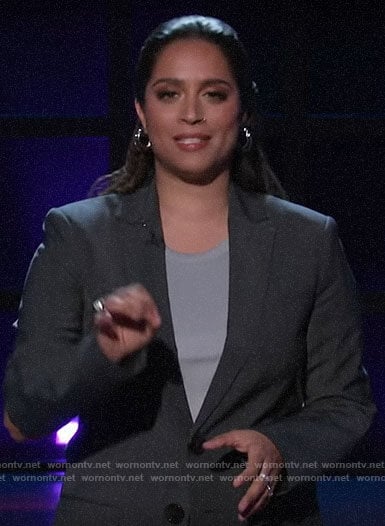 Lilly Singh's blazer with elbow cutouts on A Little Late with Lilly Singh
