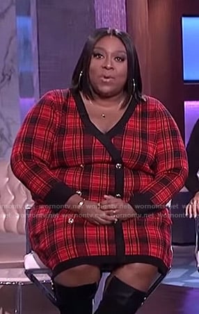 Loni's red plaid knit dress on The Real
