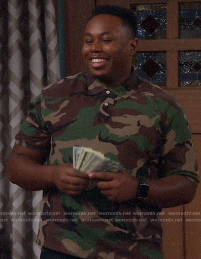 Marty's camo polo shirt on The Neighborhood
