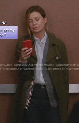 Meredith's grey striped cardigan on Greys Anatomy