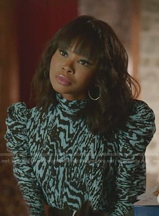 Monica's blue zebra print dress on Dynasty