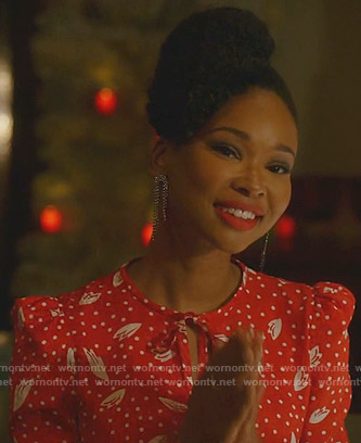 Monica's red polka dot dress on Dynasty