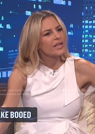 Morgan's white tie detail mini dress on E! News Nightly Pop