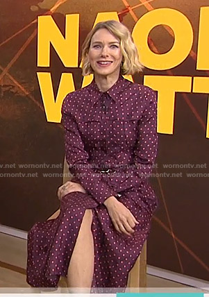 Naomi Watts's purple polka dot shirtdress on Today