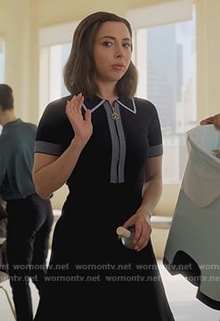 Izzy's navy zip front polo dress on Dollface