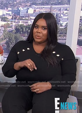 Nina's black button detail sweater on E! News