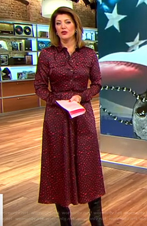 Norah's red leopard print shirtdress on CBS This Morning