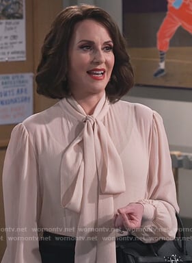 Karen's pink tie neck blouse on Will and Grace