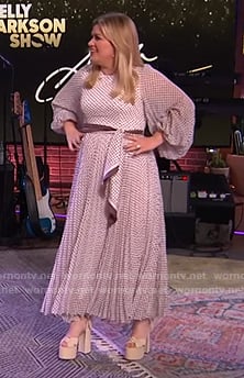 Kelly's white polka dot print dress on The Kelly Clarkson Show