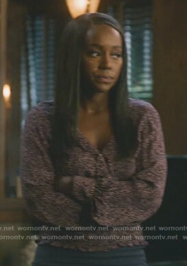 Michaela's floral smocked blouse on How to Get Away with Murder
