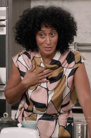 Rainbow's printed cowl neck dress on Black-ish