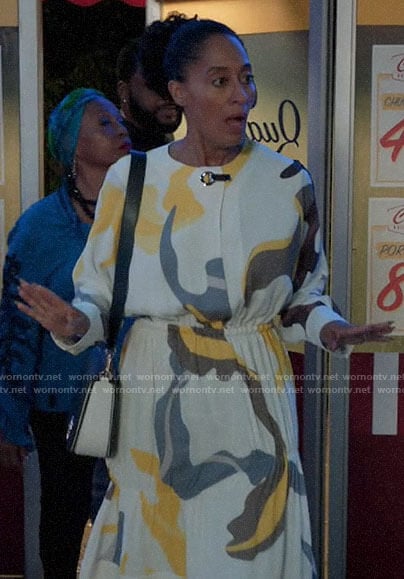 Rainbow's white abstract print dress on Black-ish