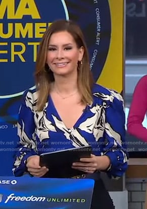 Rebecca's blue floral blouse on Good Morning America