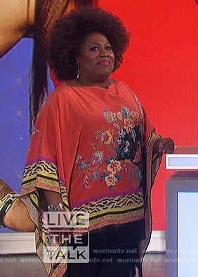Sheryl's red floral poncho top on The Talk