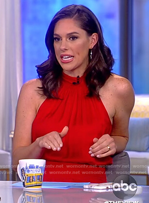 Abby's red halter neck dress on The View