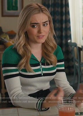 Taylor's green striped sweater on American Housewife