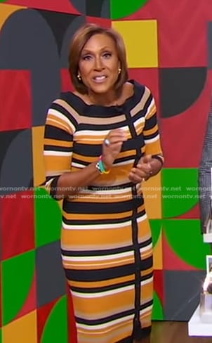 Robin's orange striped knit dress on Good Morning America