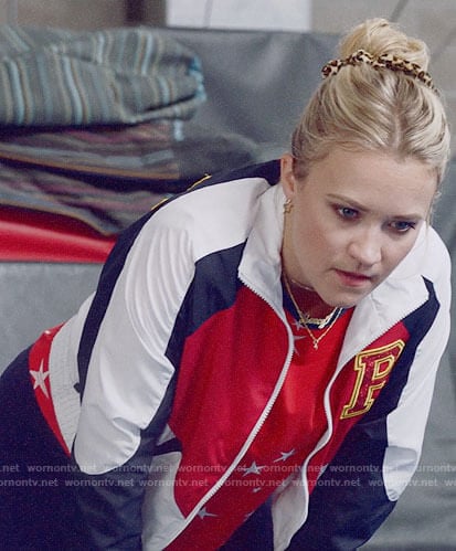 Roxy's red star print tee on Almost Family