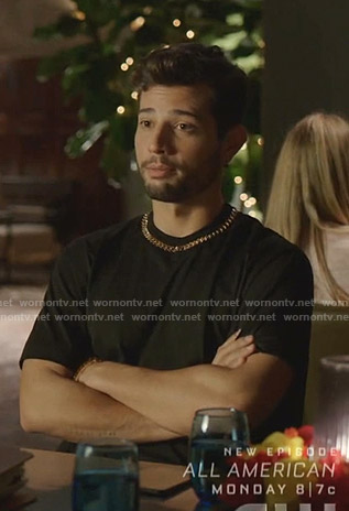 Sam's black chain detail tee on Dynasty