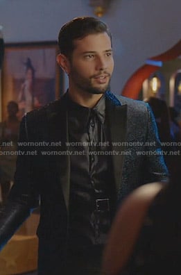 Sam's black shirt and glitter blazer on Dynasty