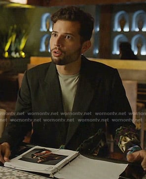 Sam's black tie dye blazer on Dynasty