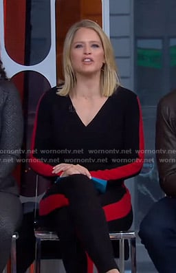 Sara's black and red v-neck jumpsuit on GMA Strahan Sara And Keke