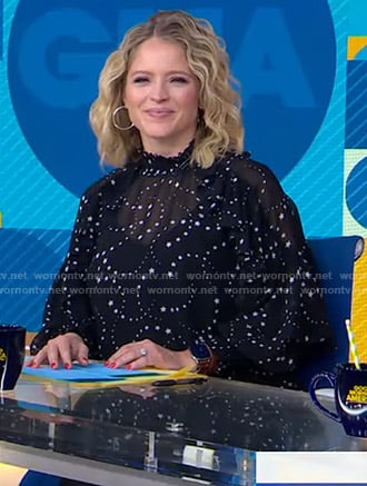 Sara's black star print blouse on Good Morning America