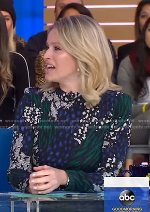 Sara's mixed print long sleeve dress on Good Morning America