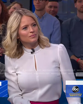 Sara's white keyhole blouse on Good Morning America