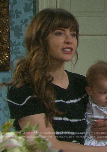 Sarah's black tie dye tee on Days of our Lives