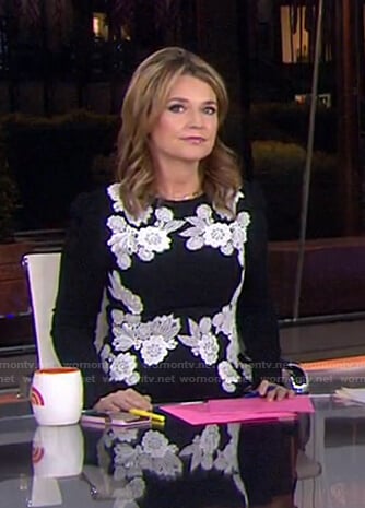 Savannah's black floral embroidered dress on Today