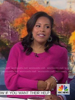 Sheinelle's pink bishop sleeve sweater on Today