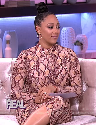 Tamera's snakeskin print midi dress on The Real